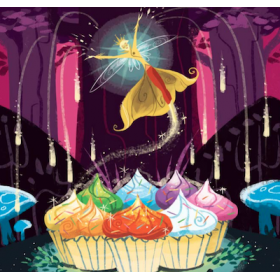 flying fairy with cupcakes