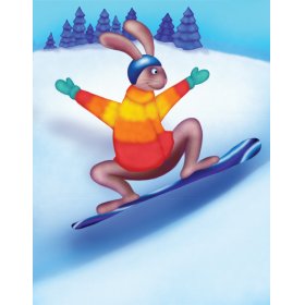 Rabbit snowboarding in Fresh Snow! by Natasha Wing